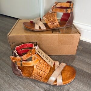 Bed Stu Capriana Gladiator Cafe Latte Rustic Leather Sandals